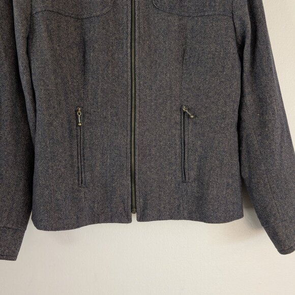 Vintage Jordan & Cole Brown Herringbone Wool Zip Up Jacket Old Money Classic S - Picture 4 of 13